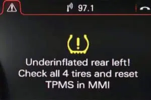 The dashboard alert for a tire pressure sensor fault
